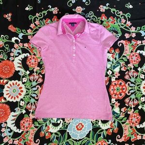 Tommy Hilfiger Pink Fitted Polo Shirt Short Sleeve